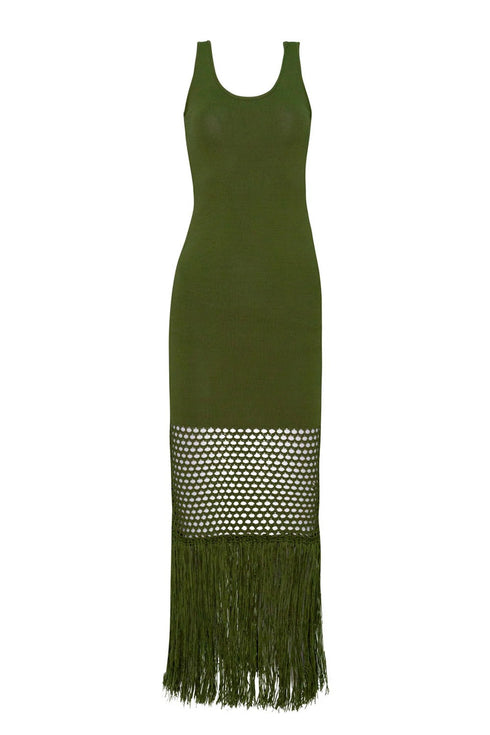 PQ Swim Olive Claudia Fringe Dress
